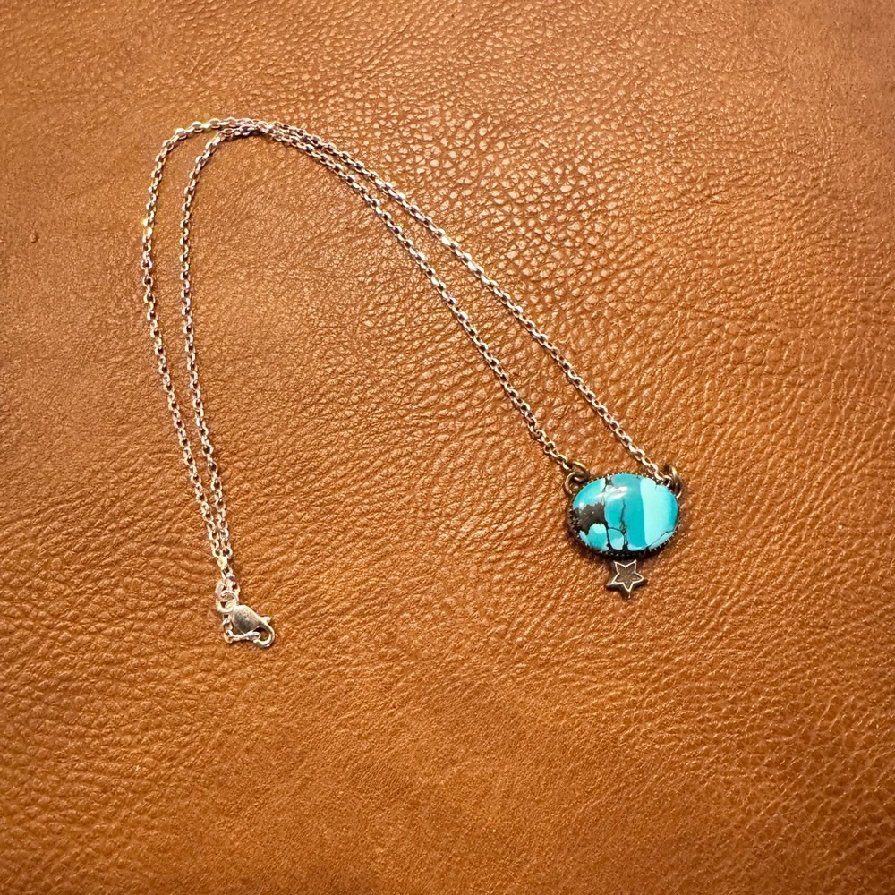 Cowgirl Silver and Turquoise Necklace with Star Pendant